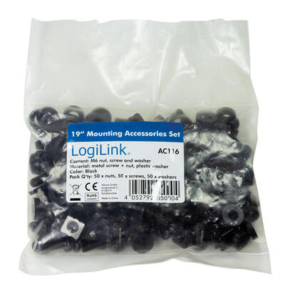 logilink-ac116-kit-de-tornillos-tuercas-m6-negro-50-und
