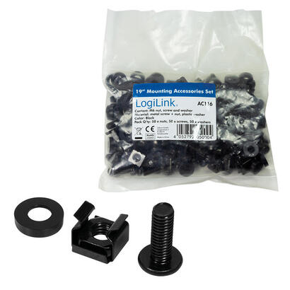 logilink-ac116-kit-de-tornillos-tuercas-m6-negro-50-und