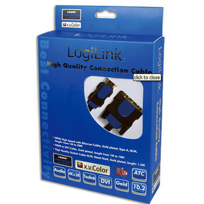 logilink-chb3105-adaptador-de-cable-de-video-5-m-hdmi-dvi-d-negro-azul