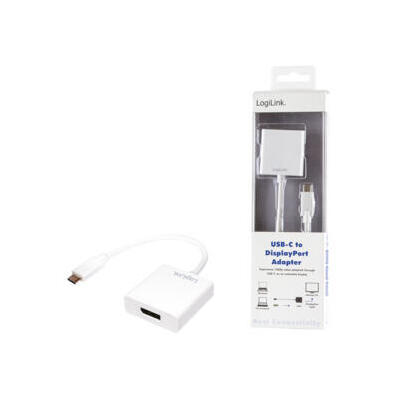 logilink-cv0109-adaptador-de-cable-usb-c-displayport-blanco