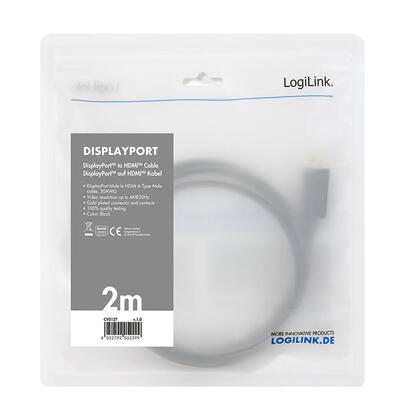 logilink-cv0127-adaptador-de-cable-de-video-2-m-displayport-hdmi-tipo-a-estandar-negro