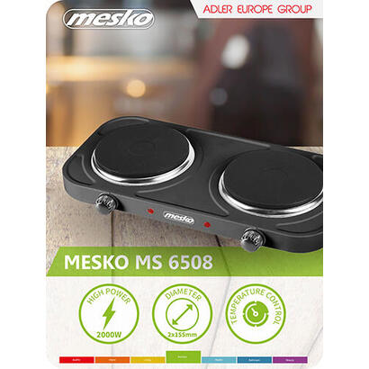 mesko-hornillo-electrico-doble-zonas-cocinado-155-cm-2-termostatos-regulacion-continua-negro-2000-ms-6509