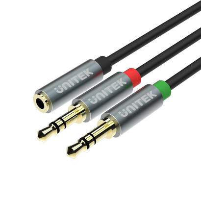 unitek-y-c957abk-cable-de-audio-02-m-35mm-2-x-35mm-negro-gris