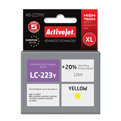 tinta-activejet-ab-223yn-brother-lc223y-reemplazo-supremo-10-ml-amarillo