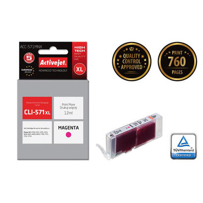 tinta-activejet-acc-571mnx-reemplazo-canon-cli-571m-xl-supreme-12-ml-magenta