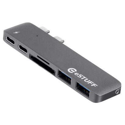 estuff-es84122-grey-hub-de-interfaz-usb-32-gen-1-31-gen-1-type-c-5000-mbits-gris