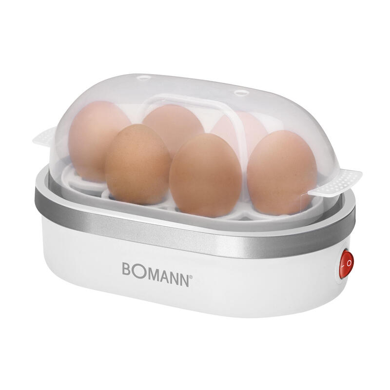 cuecehuevos-bomann-ek-5022-cb-6-huevos-400-w-plata-transparente-blanco