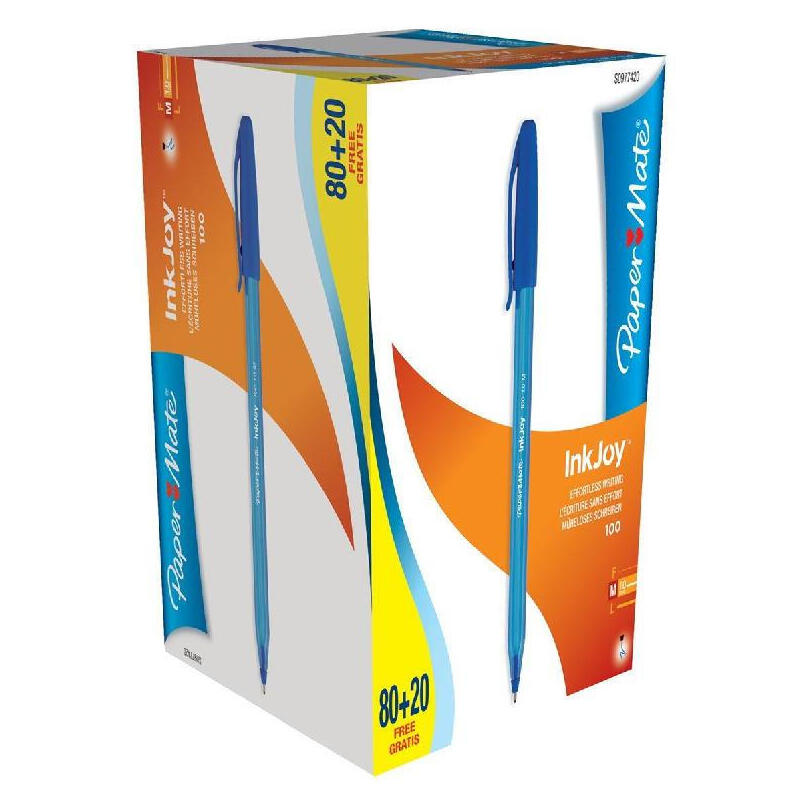 paper-mate-inkjoy-100-cap-boligrafo-triangular-azul-caja-de-8020