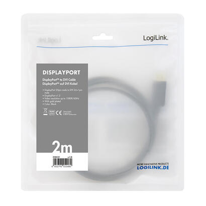 logilink-cv0130-adaptador-de-cable-displayport-dvi-negro