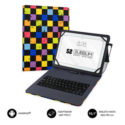 funda-con-teclado-subblim-keytab-usb-squares-para-tablet-de-101-2565cm-microusb-con-adaptador-tipo-c-cierre-solapa-magnetica