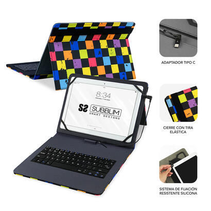 funda-con-teclado-subblim-keytab-usb-squares-para-tablet-de-101-2565cm-microusb-con-adaptador-tipo-c-cierre-solapa-magnetica