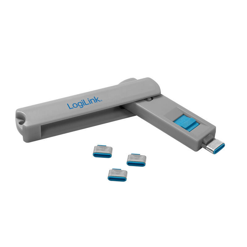 logilink-au0052-bloqueador-de-puerto-usb-tipo-c-azul-gris-1-piezas-4-bloqueos