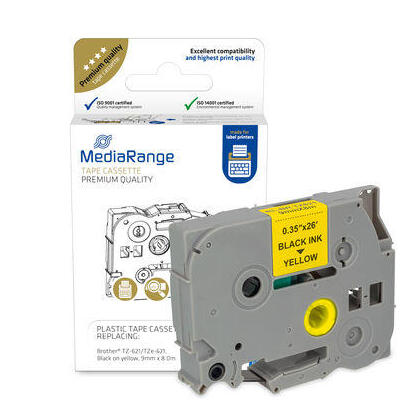 mediarange-mrbtz621-cinta-para-impresora-de-etiquetas-negro-sobre-amarillo-tztze