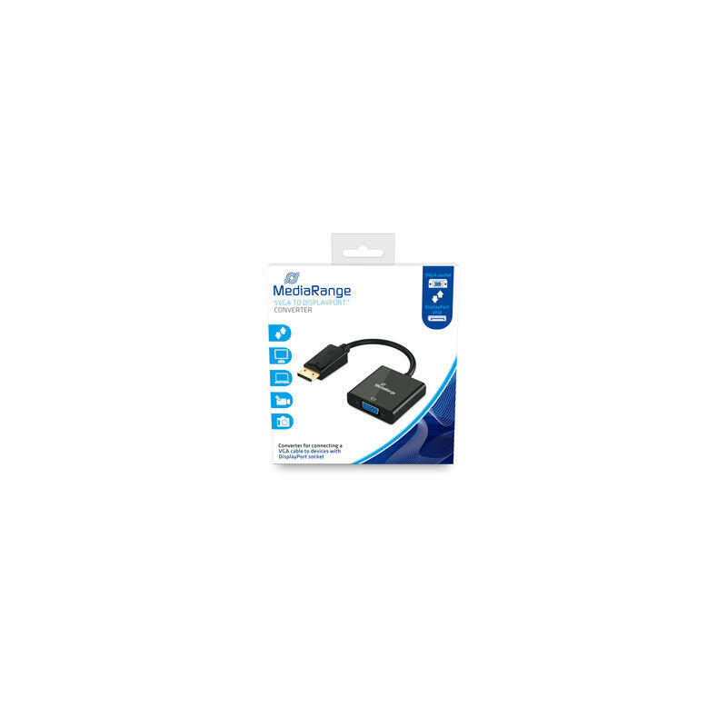 mediarange-mrcs173-adaptador-de-cable-de-video-015-m-vga-d-sub-displayport-negro