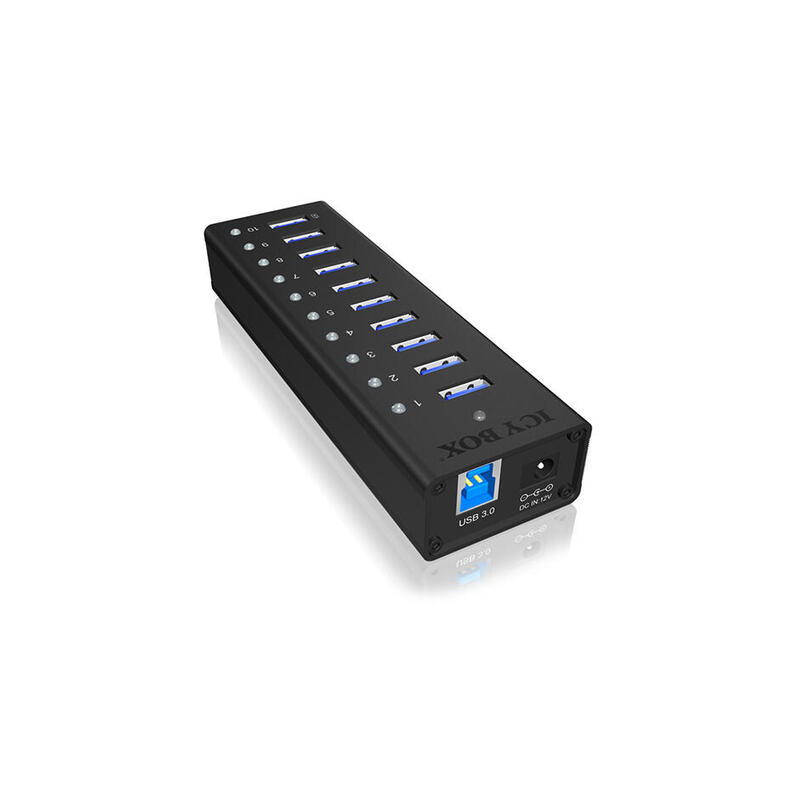 icybox-ib-ac6110-icybox-10-x-port-usb-30-hub-with-usb-charge-port-black