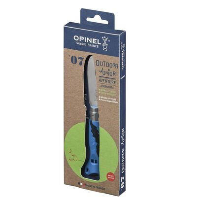 opinel-navaja-outdoor-junior-azul-n07-con-silbato-hasta-100-db-hoja-de-75-cm-robusta-punta-ligeramente-redondeada-roja