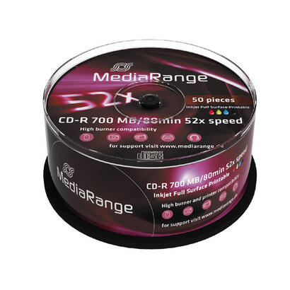 mediarange-cd-r-700mb80min-printable-52x-cake-50-piezas
