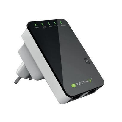 techly-i-wl-repeater2-router-inalambrico-ethernet-rapido-negro-blanco