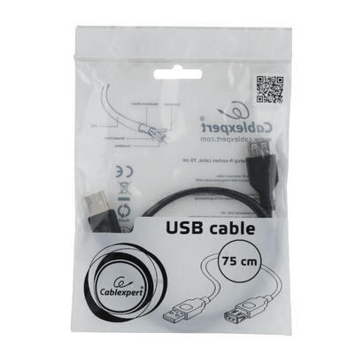 gembird-cable-usb-20-alargo-75cm-negro