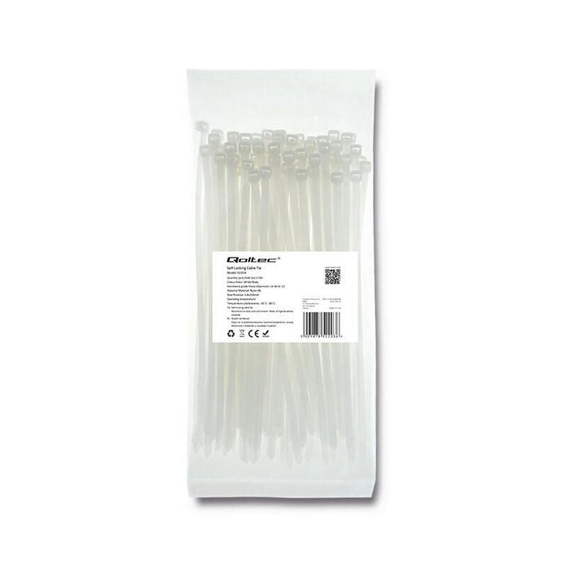 bridas-qoltec-48200-100uds-nylon-uv-white