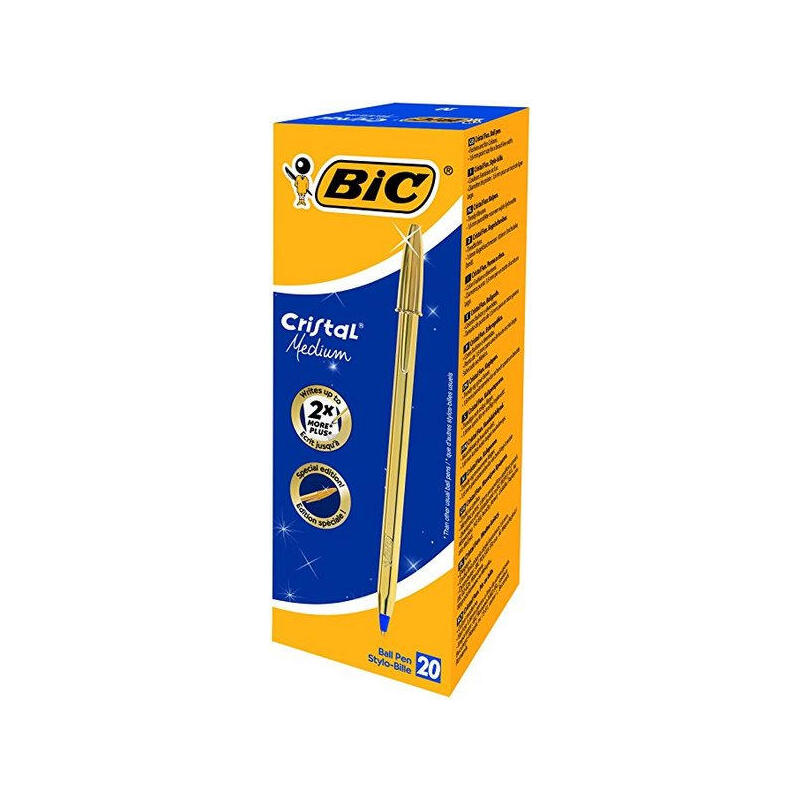 bic-boligrafo-cristal-shine-gold-azul-caja-20-