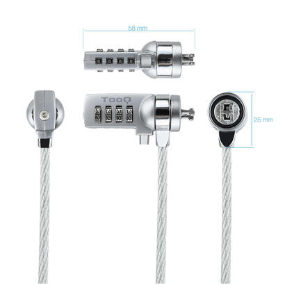 tooq-cable-de-seguridad-universal-con-combinacion-para-portatiles-bloqueo-de-4-digitos-acero-45mm-longitud-150m