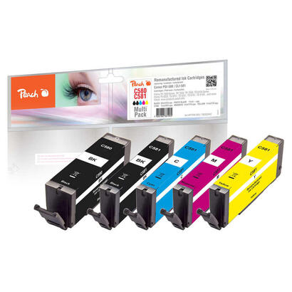 peach-pi100-356-tinta-compatible-pgi-580cli-581-negro-cian-magenta-amarillo-5-piezas