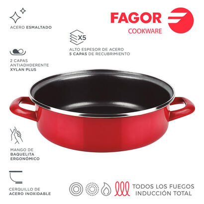 tartera-optimax-roja-acero-aisi-430-fagor-o26x8cm