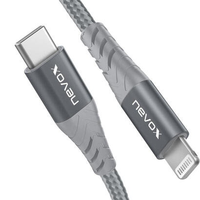 nevox-cable-de-datos-usb-c-lightning-50cm-gris