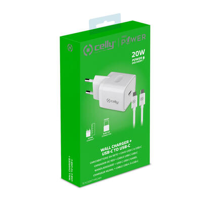 celly-cargador-pared-usb-c-cable-usb-c-usb-c-20w-blanco