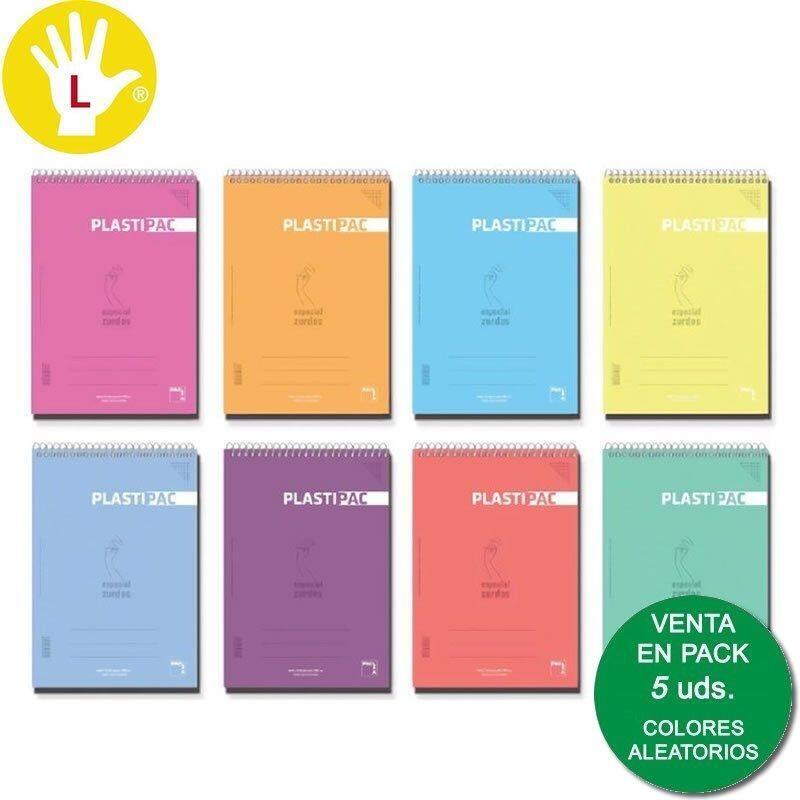 pacsa-block-plastipac-especial-zurdos-80-hojas-4x4-tapas-polipropileno-folio-90gr-colores-surtido-5u-