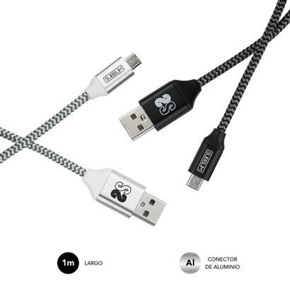 cable-usb-20-subblim-sub-cab-1mu001-pack-2-microusb-macho-usb-macho-1m-negroplata