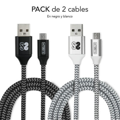 cable-usb-20-subblim-sub-cab-1mu001-pack-2-microusb-macho-usb-macho-1m-negroplata