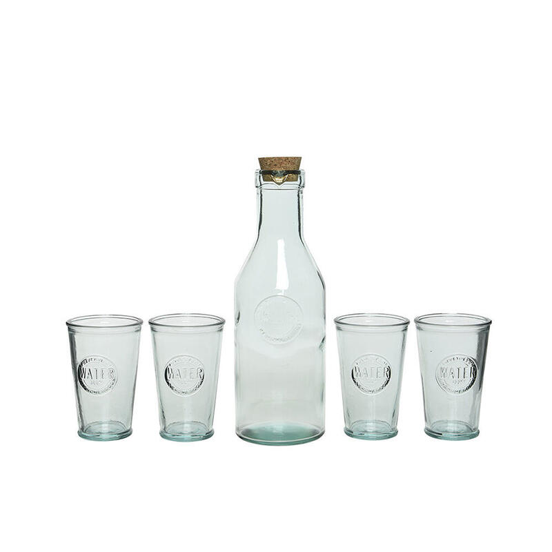 botella-y-4-vasos-de-cristal-100-reciclados