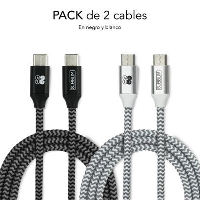 cable-usb-20-subblim-sub-cab-4cc001-pack-2-usb-tipo-c-macho-usb-tipo-c-macho-1m-negroplata