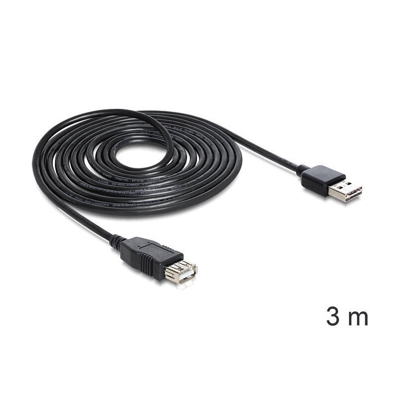 delock-cable-easy-usb-20-tipo-a-alargo-mm-3m-negro