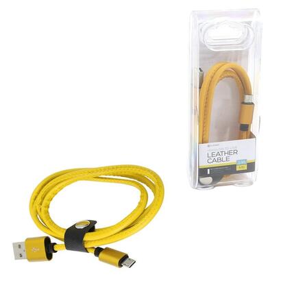 platinet-cable-cuero-microusb-usb-1m-24a-amarillo