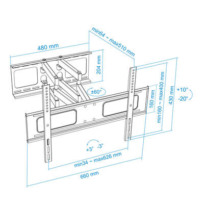 tooq-soporte-de-pared-con-doble-brazo-articulado-para-tv-de-37-70-giratorio-e-inclinable-peso-max-50kg-vesa