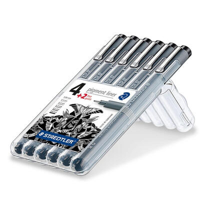 staedtler-rotuladores-pigment-liner-308-estuche-de-6-anchos-de-linea-surtidos-negro