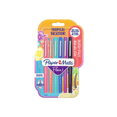 boligrafo-paper-mate-flair-1x6-vacaciones-tropicales-m-07-mm