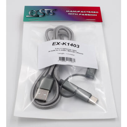 exsys-ex-k1403-cable-usb-1-m-usb-20-usb-a-plata