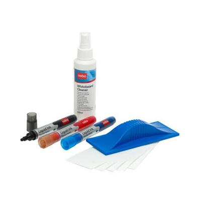 nobo-kit-de-iniciacion-para-pizarra-blanca-incluye-rotuladores-borrador-espray-de-limpieza-e-imanes-practico-y-completo-color-bl