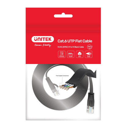 unitek-ethernet-cable-de-red-cat6-plano-3m-negro