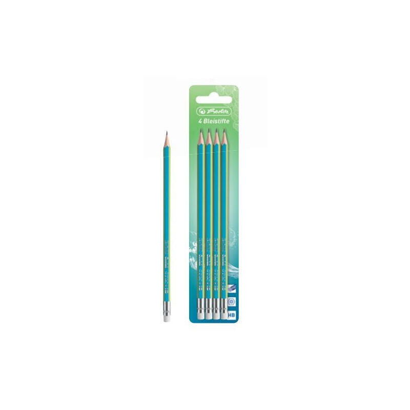 lapices-herlitz-4-piezas-hb-greenline-blister-de-madera