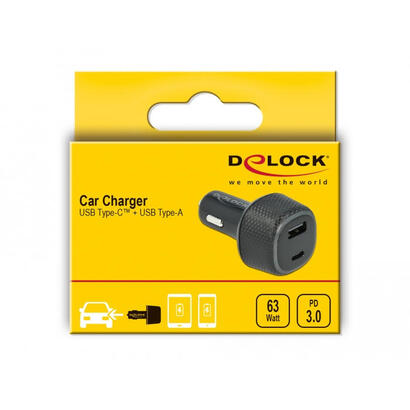 delock-cargador-coche-usb-tipo-c-pd-30-usb-typ-a-mit-63-w