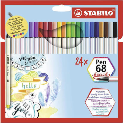 stabilo-rotuladores-pen-68-brush-estuche-de-carton-24-colores