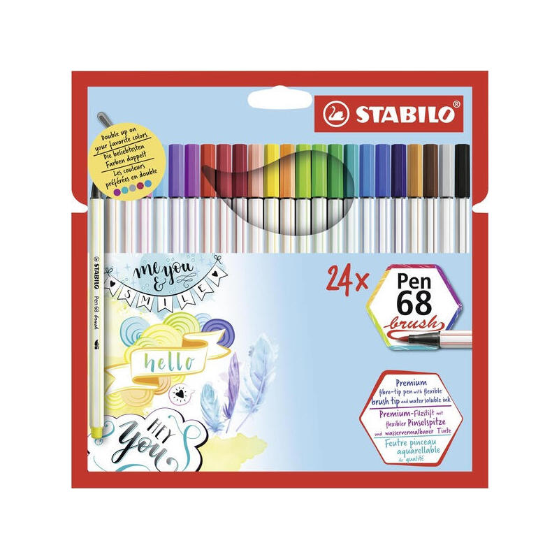 stabilo-rotuladores-pen-68-brush-estuche-de-carton-24-colores