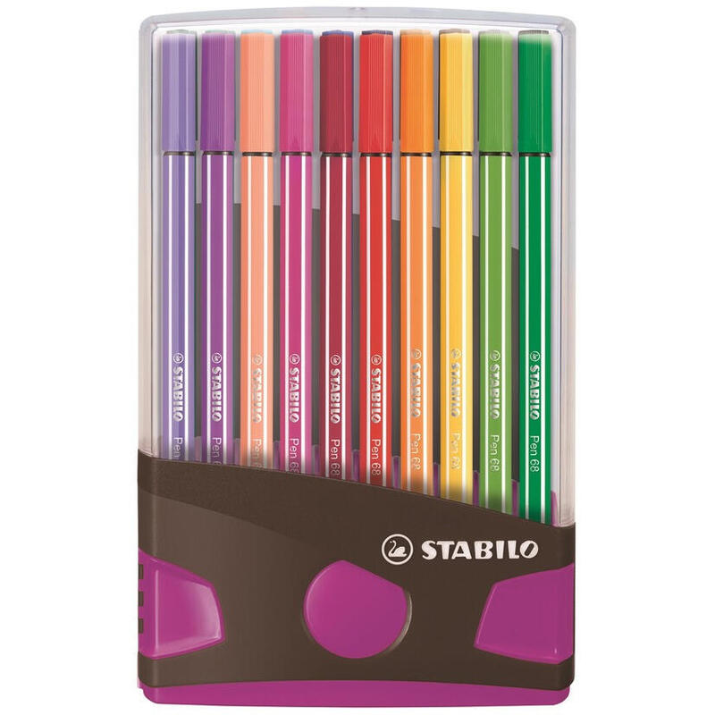 stabilo-rotulador-pen-68-estuche-de-20-csurtidos-parade-antracita-rosa