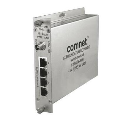 comnet-clfe4eoc-four-channel-ethernet-over-coax-with-ieee-8023af-154w-pass-through-poe-10100mbps-industrial-localremote-configur