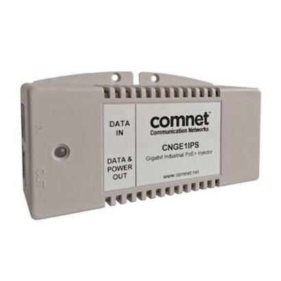 comnet-cnge1ips-industrial-1-port-gigabit-poe-injector-1000base-tx-56vdc-30w-output-ieee8023at-compliant-25c-to-75c-walldin-moun
